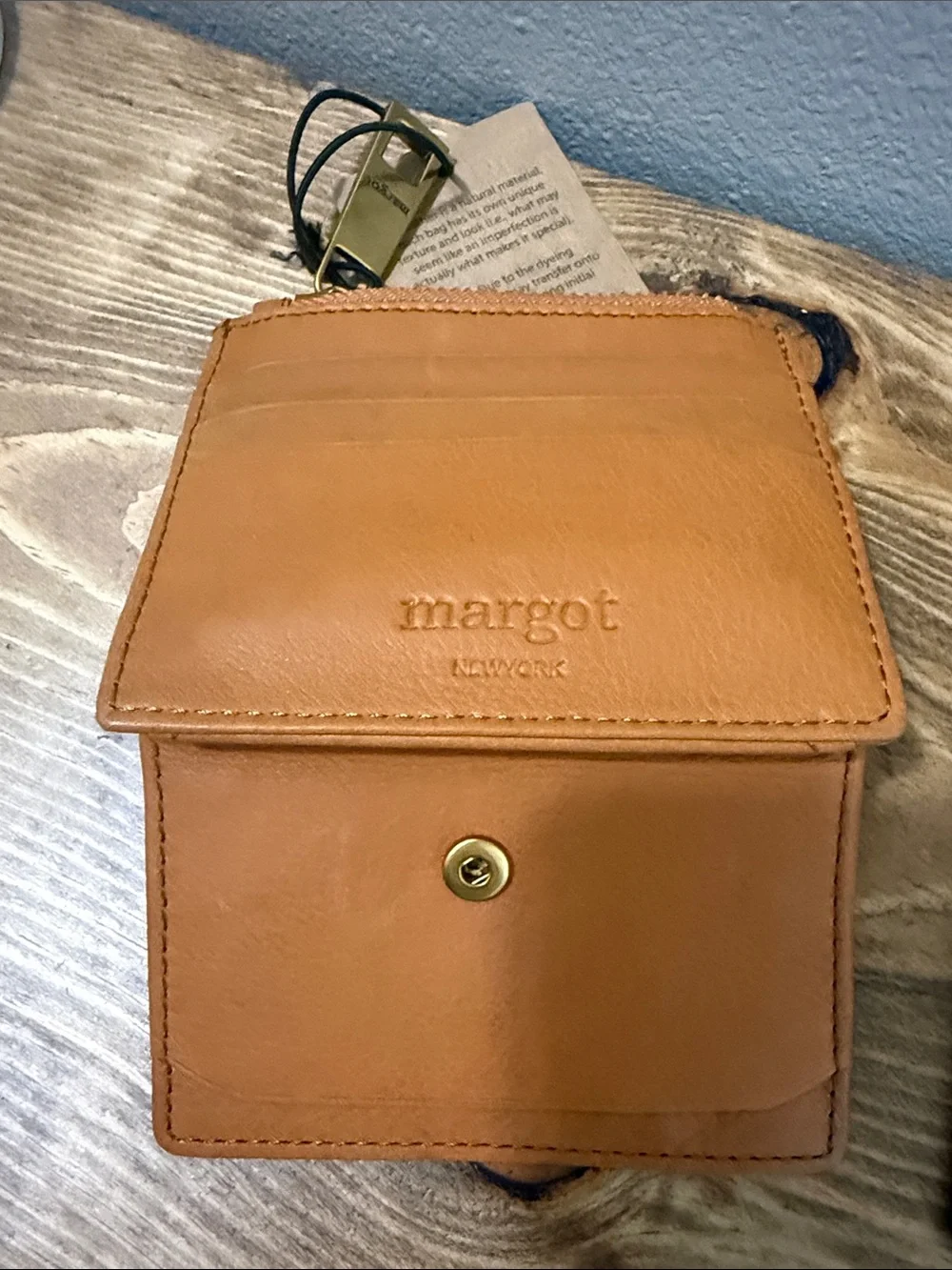 margot Cognac Leather Wallet Card  - Nee